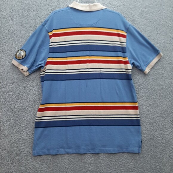 Pendleton Mens Striped Blue Polo Shirt With Yosemite Park Blanket Patch Size XL - Picture 5 of 6